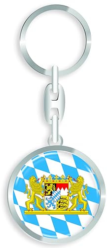 Bayern Deutschland Schlüsselanhänger Metall Schlüsselring 3D Effekt + Aufkleber - RD