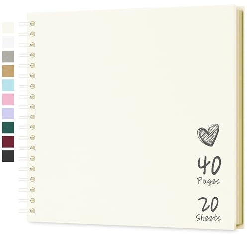 Hiwhy Fotoalbum Scrapbook 25,5x25,5 cm 20 Blätter DIY Scrapbook Hartes Kraftpapier Baby Erinnerungsbuch Familie Geburtstag Hochzeit Jahrestag Scrapbook, Beige