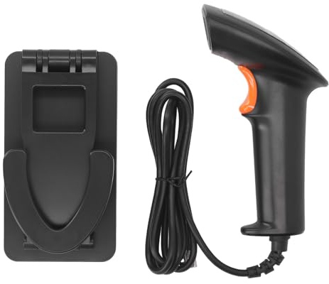 Barcode-Scanner, Tragbarer USB-verkabelter 1D-2D-Barcode-Leser mit Ständer. Kompatibel mit OS X, für Quickbook, Word, Excel, Novell. Sichtbares Licht 650–670 nm.