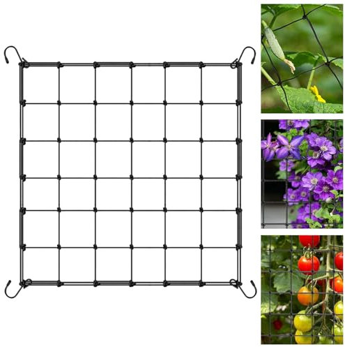 AUNGKWANG Scrog Netz 60x60 cm, Wachsen Zelt Netz Elastische, Kletterpflanzen Gartennetze, Grow Netz Garten mit 4 Haken für Pflanzen, Gemüse, Früchte, Blumen (Kann auf 90 * 90cm gedehnt Werden)
