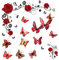 1 Wandaufkleber Mit Rosenmotiv Und 12 3D-Schmetterlingswandaufkleber, Wanddekorationen, Heimdekoration, Elee Wandaufkleber