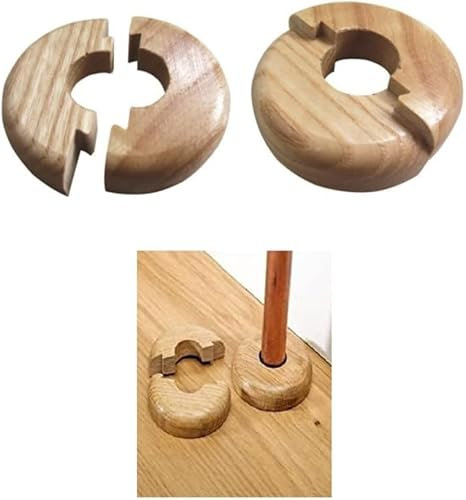 Oak Wooden Radiator Pipe Collars for 15mm Pipes Pack of 2 Easy Split Collar Wood Hide Radiator Pipes Base (2 Collars)