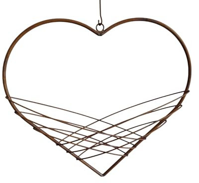 Edelrost Herz Blumenampel, 58x58 cm, Vintage Metallherz Hängekorb, Gartendeko