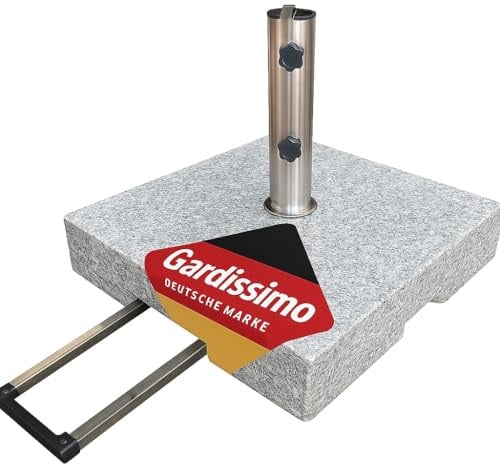 Gardissimo Trolley Granitsockel 70kg mit Rollen Schirmständer für Sonnenschirme bis 5,4 cm Rohrdurchmesser Sonnenschirmständer mit Auszieh-Griff und Rollen