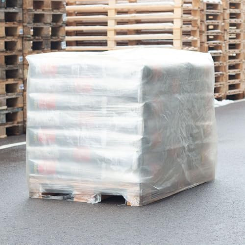 blizz-z Palettenhaube, transparent - L:130 x B:125 x H:130 cm - 10 Stück | Schutzhülle für Euro-Paletten, zum Schutz vor Nässe bei empfindlichen Baumaterialien - aus reißfestem LDPE - Made in Germany
