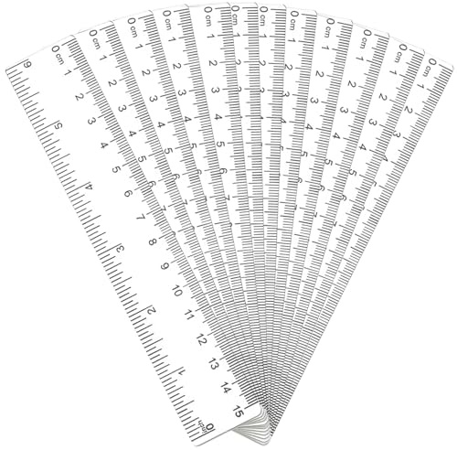 OWLKELA Kunststoff Lineal 12 Stück, 15cm/6 Zoll, Doppel-Skala | Flexibles & Präzises Kunststoff Messlineal, Transparent Kleines Lineal für Studenten, Lehrer, Büro & Schule