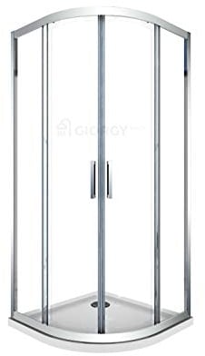 BOX CABINA DOCCIA CURVO SEMICIRCOLARE ANGOLARE TONDO 80X80 90X90 H 190 CRISTALLO 6 MM TRASPARENTE EASYCLEAN PROFILO CROMO CROMATO MANIGLIA INOX (80X80)