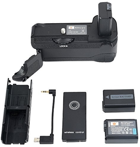 DSTE Infrared Remote Control Vertical Battery Grip VG-6300 Compatible with Sony A6400 A6300 A6000 Digital Camera with 2pcs NP-FW50 Battery