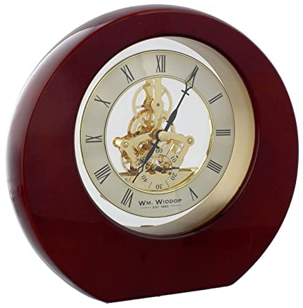 Wm.Widdop Piano Wood Round Mantel Clock Skeleton Dial Roman