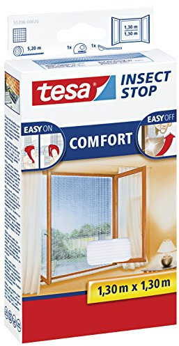 Tesa Set 2 Zanzariere COMFORT Stop Insect per Finestra 1,30 x 1,30 Bianco