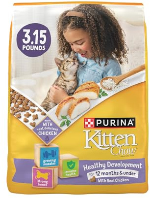 Purina Kitten Chow Year One Essentials Dry Kitten Food, (4) 3.15 lb Bags