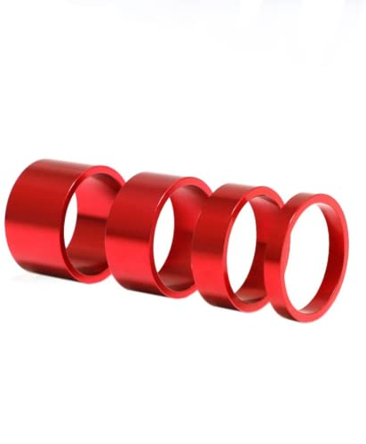 Fahrrad-Headset-Abstandshalter aus Aluminiumlegierung, Vorderschaft, Gabel-Unterlegscheibe, 5 mm/10 mm/15 mm/20 mm, für Mountainbike, Rennrad, Rot, 4 Stück