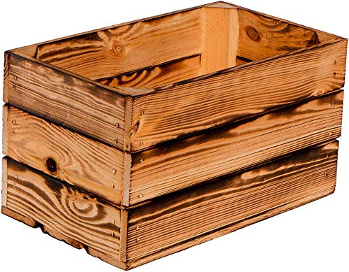Kistenkolli Altes Land Weinkiste Hilde geflammt ohne 38x22x19cm Weinkisten Gartendeko Wohnungsdeko Holzkisten Apfelkisten