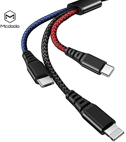 Câble de Charge USB Multifonction avec câble de Chargement USB, Courant 2,4 A 1,2 m en Nylon tressé 3 en 1 pour téléphones Portables, tablettes et Plus