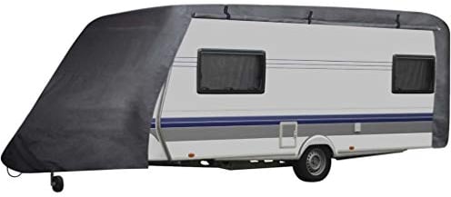 Festnight Wohnwagen Abdeckung Caravan Abdeckung Schutzplane Vollgarage Grau Gr. L für Alle Wohnwagen mit Länge Zwischen 6,09 m und 7,01