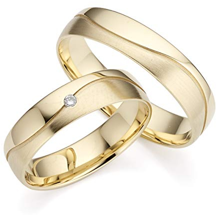 123traumringe Eheringe in 333 Gelbgold I Partnerringe mit Brillant & Etui I Gravierbare Eheringe mit Ringgröße 50-72 mm I Hochwertige Verlobungsringe in 5 mm Breite & 1,2 mm Stärke I P26