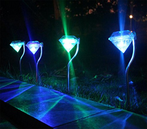 Wankd Solarlampe Garten Außen, 4 Stk LED Diamant Solarleuchten, Außen Gartenleuchten Wasserdicht,für Balkon,Balkonkasten,Blumenkästen und Terrasse Dekoration (Kaltes Weiß)
