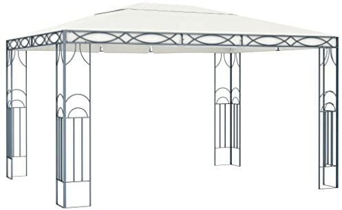 vidaXL Pavillon Dach mit Anti-UV-PA-Beschichtung Gartenzelt Partyzelt Festzelt Gartenpavillon Garten 400x300cm Cremeweiß Stahl 100% Polyester