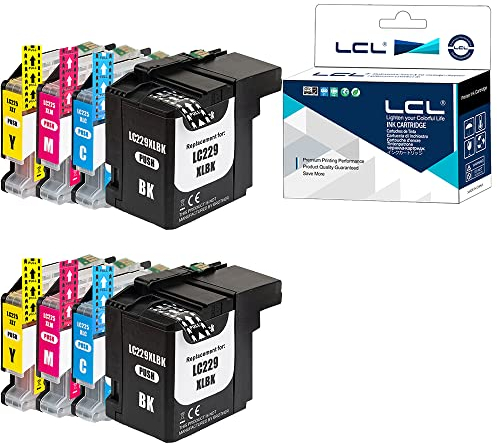 LCL Kompatibel Tintenpatrone LC229XL LC225XL LC229 LC225 LC229XLBK LC225XLC LC225XLM LC225XLY (2Schwarz 2Cyan 2Magenta 2Gelb) Ersatz für Brother MFC-J5320DW J5620DW J5625DW J5720DW
