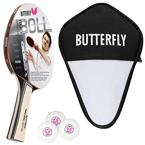 Butterfly® Timo Boll Silver 85015 Tischtennisschläger | Tischtennis Racket TT Bat Hobbyschläger für ambitionierte Freizeitspieler | hochwertig | ITTF zertifizierter Addoy Belag | anatomische Griffform