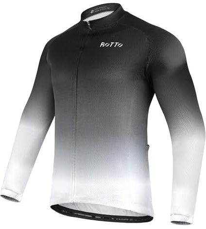 ROTTO Herren Radtrikot Fahrradtrikot Langarm Rennrad Trikot Farbverlauf Reihe