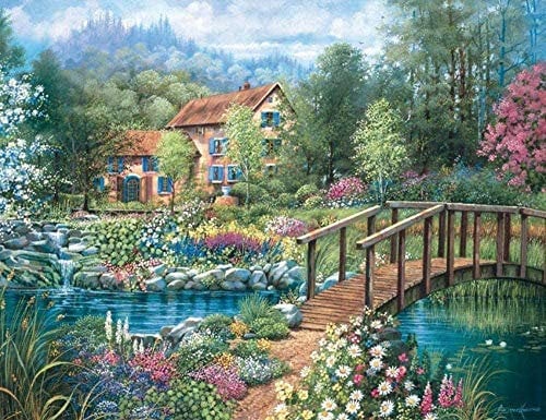 Yingxin34 Puzzle für Erwachsene 1000 Teile des schönen Gartenhaus-Puzzles Intelligentes Dekompressionsspaß Kinder Puzzlespiel für Erwachsene 26 x 38 cm
