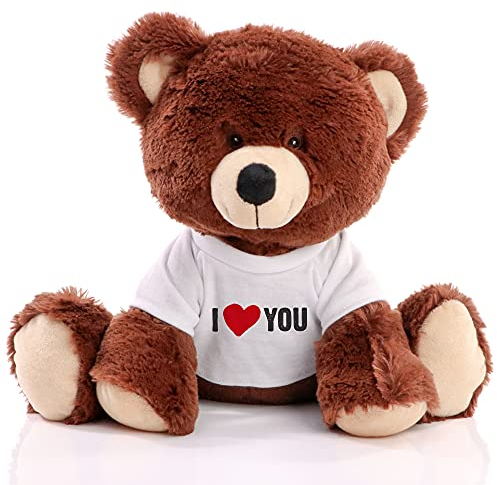 Minifeet RecycelBär Spruchbär mit T-Shirt - I Love You - die plüschige Aufmerksamkeit für Deine Liebsten