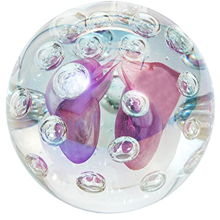 Traumkugel Traum-Kugel Briefbeschwerer Glas-Kugel Wunschkugel Handarbeit in Transparent/Pink, ca 9-10 cm Ø