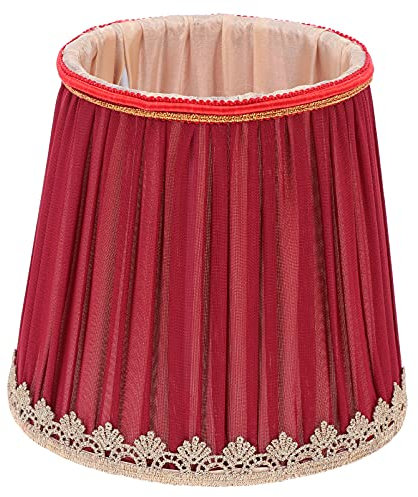 Persianas de lámpara de pie, pantallas de lámpara de araña de color rojo oscuro, pantalla de tela de tela E14, bombilla de tornillo, pantalla de luz pequeñas para lámparas de mesa