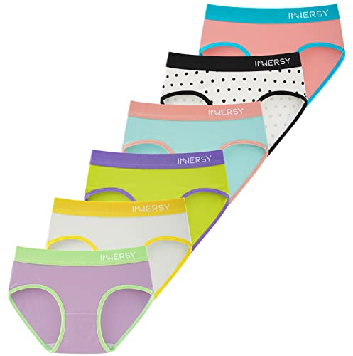 INNERSY Unterhosen Mädchen Baumwolle Unterwäsche für Teenager Atmungsaktiv Pantys Pack of 6 (10-12 Jahre, Macaron-Farbe)