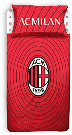 AC Milan A.C. Milan hermet 1 halbes Bettlaken-Set, 100% Baumwolle, rot schwarz