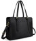 ECOSUSI Sac Cabas Épaule Femme en Cuir PU avec Sangle Réglable Tote Bag Sac PC Portable 15,6 Pouces Porte Document pour Travail Sac de Cours, Noir