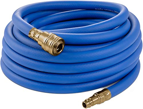 Poppstar Tubo per aria compressa attacco rapido 10 metri (PVC ibrido con tessuto, raccordi rapidi in ottone) tubo compressore aria 20 bar, blu