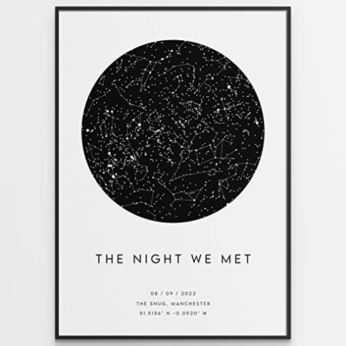 Custom Star Map Print - Night We Met - Anniversary Gift Romantic - Night Sky Constellation Print Personalised - The Perfect Valentines or Christmas Gift