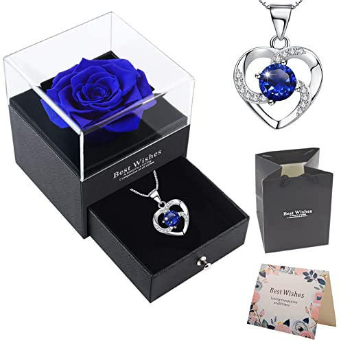 OIOYLEY Rosa Eterna Con Collana in Confezione Regalo - Idee per Lei, Regali Romantici, Vera Rosa per San Valentino, Anniversario, Compleanno, Festa della Mamma, Natale