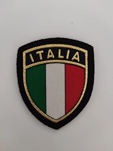 TOPPA PATCH SCUDETTO ITALIA PLASTIFICATO BORDO ORO 7,5 x 6,5