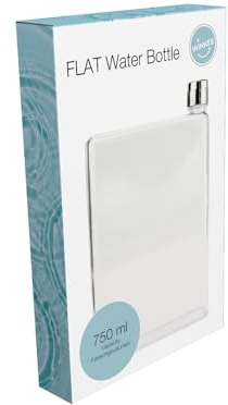 Winkee - Flat Wasserflasche 750ml | Flache Kunststoff Trinkflasche | Trinkflasche für Rucksack, Aktentasche, Schulranzen | Tropffest verschließbar | Geschenk zu Einschulung, Geburtstag, Weihnachten