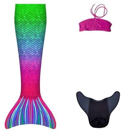 Kuaki Mermaids - Meerjungfrauen-Set zum Schwimmen - Modell Capri - Größe XS - 3-teiliges Set
