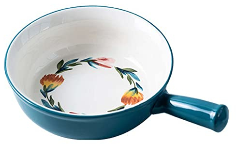 ANVALI Geschirr Keramische Ramen-Suppenschüssel, Suppenbecher, große Suppenschüsseln, Keramik-Müslischalen-Set for die Küche, Porzellanschüsseln for französische Zwiebelsuppe-Rot (Farbe: Blau)