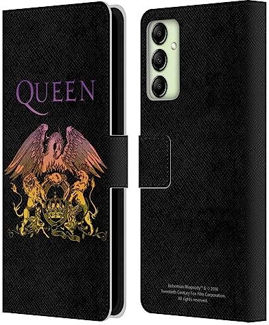 Head Case Designs Offizielle Queen Kamm Logo Bohemian Rhapsody Leder Brieftaschen Handyhülle Hülle Huelle kompatibel mit Samsung Galaxy A14 / 5G