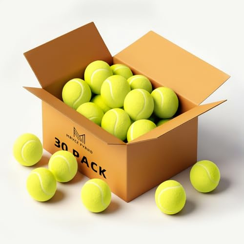 MRYCZ FYRHD 12/18/30/60 Pack Tennis Balls, Training Tennis Balls, Pet Dog Playing Balls, Practice Tennis Balls with Mesh Bag and Shock absorbers for Transport and Beginner Training