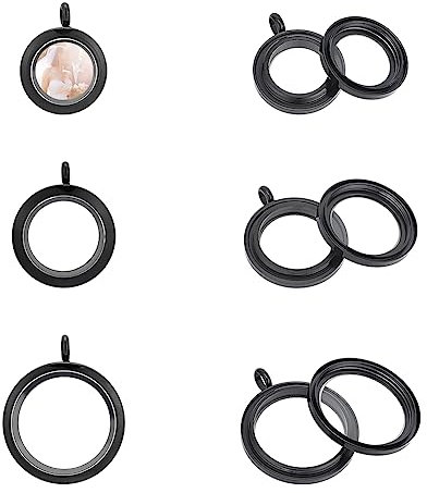 UNICRAFTALE 3 STK 3 Größen Memory Medaillon Anhänger Glas Foto Charms Runde Medaillon Charms Schwarz 304 Edelstahl Anhänger Bilderrahmen Charms Für Foto Oder Halsketten Schmuckherstellung