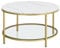 VASAGLE Coffee Table, Living Room Table, Sofa Cocktail Table Faux Marble Round, Tempered Glass Storage Shelf, Easy to Assemble, Modern Style, for Living Room, Marble White and Metallic Gold LCT071W59
