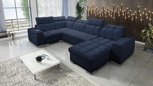 All4All Ecksofa Piaggio VI mit Schlaffunktion Bettkasten USB Wohnlandschaft Schlafsofa Sofa Couch Eckcouch U-Form Best Schlafsofa 26 (Rechts, Terra 79)