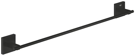 GROHE Start Cube, Handtuchhalter ohne Bohren (für ein großes Handtuch, 65cm breit, zum Kleben oder Bohren, mit Schrauben und Dübel, ohne Kleber, verdeckte Befestigung), eckig, schwarz, 410892430