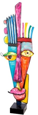 Casablanca Skulptur Kediri - Metall - Mehrfarbig - Gesichtsmotiv - Höhe 100 cm - Kunst - Dekoration - Wohnaccessoire