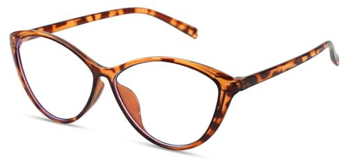 1 Pcak Cat Eye Glasses, Oversized Blue Light Blocking Computer Eyeglasses Light Weight Clear Lens Leopard Print Frames Chic Fashion Plastic Eyewear Reading Gaming TV Phones Glasses for Women Girls