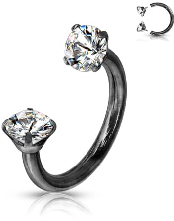Hufeisen Piercing Chirugenstahl 316l Septum Ring Zirkonia Kristal 1,2 mm Ohr Nasenpiercing Nippel Intim Silber Schwarz Gold Rose Glitzer Tragus Helix Farben Innengewinde Schwarz/Kristall, 3 mm
