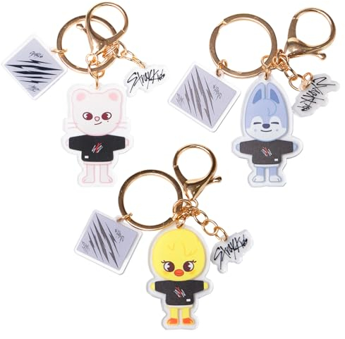 Neikafan Stray Kids Skzoo Schlüsselanhänger 3 Stück 3D Merch Keychain Stray Kids Schlüsselanhänger Skzoo Keychain Plush SKZ Schlüssel anhänger für Kinder Rucksack Tasche Zubehör
