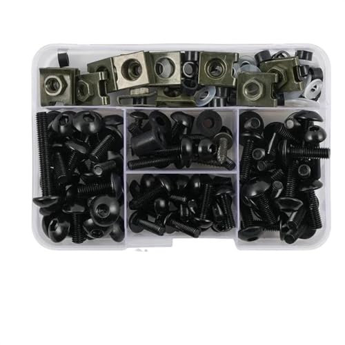 Carenatura Bulloni Dadi Kit Corpo Fissaggio Pinze Vite Per z750 z900 z1000 z800 Per versys 650 er6n Per ninja 400 300 z1000sx (Color : Black)